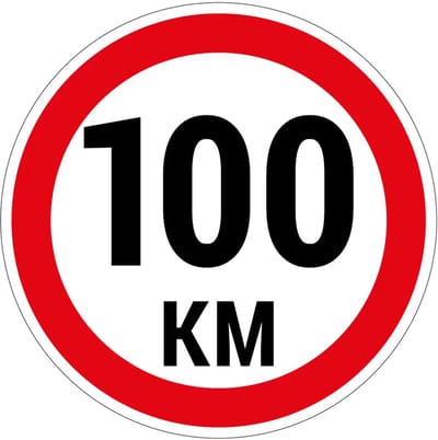 100 km bord | gecoat dibond materiaal | 10 cm