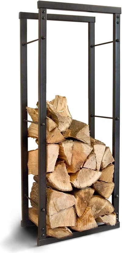 Haardhoutopslag - Houtopberging Metalen Brandhoutrek 100x40cm Zwart- Staal Binnen Buiten Houtopslagrek Stand Alone