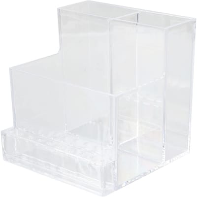 Make-up Kwasten Opbergdoos Helder Plastic Compartiment Design Multifunctionele Cosmetische Kwasten Houder white
