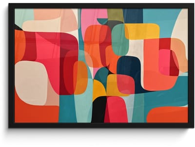 Poster in lijst - Fotolijst 60x40 cm - Posters - Vormen - Kleurrijk - Abstract - Vlakken - Posterlijst zwart - Decoratie - Wanddecoratie woonkamer - Muurdecoratie slaapkamer