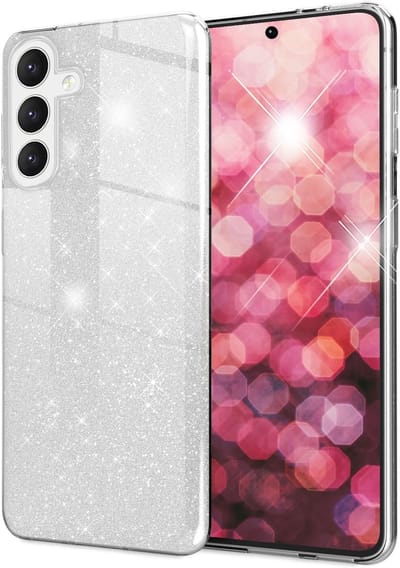 Casemania Hoesje Geschikt voor Samsung Galaxy A26 - Zilver - Glitter Back Cover