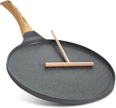 Pannenkoekenpan Antiaanbaklaag - Crêpe pan Omeletpan - Ontbijt Maken - Medische Steen Coating - 26 cm - Grijs