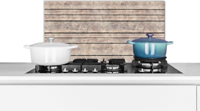 Spatscherm keuken 60x30 cm - Kookplaat achterwand Brocante - Patronen - Hout - Planken - Muurbeschermer - Spatwand fornuis - Hoogwaardig aluminium