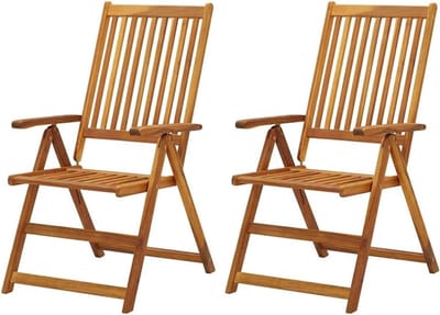 Tuinligstoelen 2 STK - Houten loungestoelen - Buiten ontspannen - Verstelbare rugleuning - 57 x 69 x 111 cm - Zwart