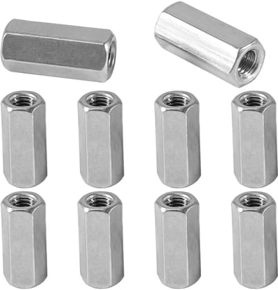 Dailygoods - 10 stuks M8 x 30 mm lange moeren, lange moeren van roestvrij staal, schroefdraadmof, verzinkt staal, zeshoekige verbindingsmoeren, lange zeskantmoeren, koppelingsmoeren