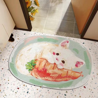 Cartoon Dieren Imitatie Kasjmier Vloermat Entree Deurmat Slaapkamer Badkamer Absorberend Toilet Schattig Tapijt Huishoudelijke Vloermat 40 * 60CM Crystal Velvet