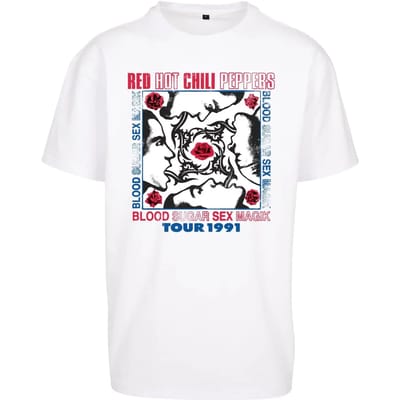 Mister Tee Red Hot Chili Peppers - Tour 1991 Oversize Heren Tshirt - XL - Wit