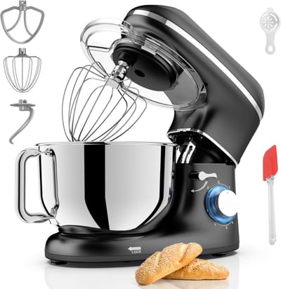 TIM® Mixer met Mengkom - Keukenmachine - Keukenrobot - Inclusief Accessoires - Zwart - 38cm x 24cm x 32cm
