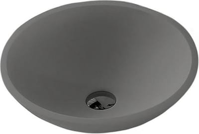 Diamond Line Liron - Waskom Opbouw - 43x43cm - Rond - Wastafel - natuursteen - betonlook- wasbak voor badkamer - spoelbak - waskom - uniek - Solid Surface -