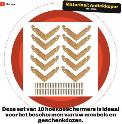 Dailygoods- Hoekbeschermers 10 Sets - Antieke Koperen Randen - Meubels Beschermen - Decoratie - Multifunctioneel - Eenvoudig te Installeren - Meubelbeschermer
