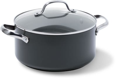 Greenpan Venice Pro Aluminium Kookpan Ø 20cm - 3.1L – PFAS-vrij - Inductie – Ovenbestendig tot 220°C – Vaatwasserbestendig – Snelle opwarming – RVS handgrepen - Zwart