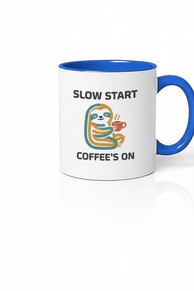 Slow Start Coffee's On Mok - Koffiemok met Sloth Design
