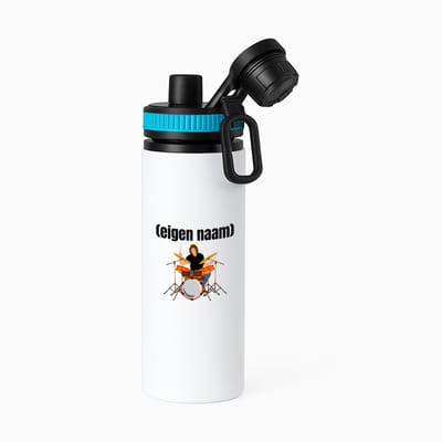 Hacebo® - drummer met drumstel met eigen naam waterfles met draaidop blauw - Drummen - muziek liefhebbers - drummers - drumstel - verjaardag - cadeau - kado - water fles - 850ML