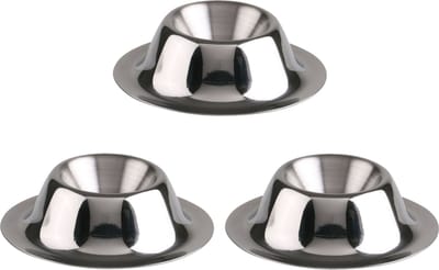 Eierdopjes - 6x - zilver - RVS /metaal - Dia 8 cm - brede onderzijde