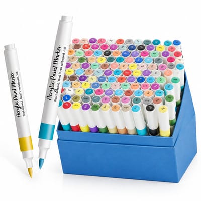 Acrylmarkerset voor kinderen - 120 kleuren in doos - voor DIY-kunst, handtekenen en doodles - geschenkverpakking