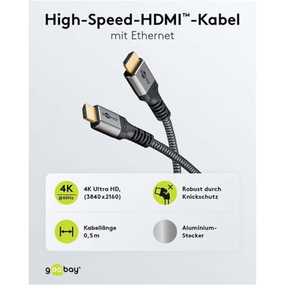 Goobay Plus HDMI kabel | HDMI2.0 (4K 60Hz + HDR) | 10 meter