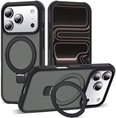 Daity 1 stuk - Telefoonhoesje voor iPhone 17 Pro met onzichtbare magnetische O-ring standaard - semi-transparant hoesje van militaire kwaliteit voor iPhone 17 Pro - 6,3 inch