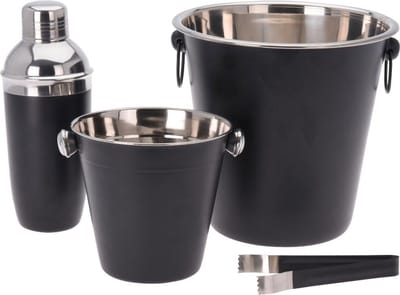 OTIX Cocktail Set - Bar - 4-delig - Cocktailshaker - IJsemmer - IJstang - Flessenkoeler - RVS - Zwart