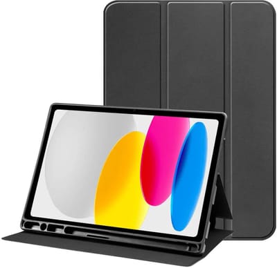 Tablet Hoes Geschikt voor Apple iPad Air 10.9 (2020/2022) | Luxe Tri-Fold Book Case | Kunst Leren Bescherm Hoes | Standaard Functie | Zwart