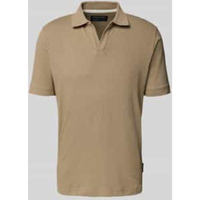 regular fit poloshirt van mix van katoen en linnen