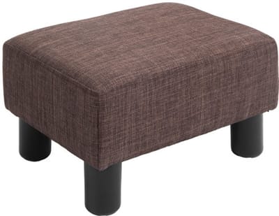 Polsterhocker Rechthoekig 40x30x24cm Bruin Linnen Bekleding Houten Poten Lichtgewicht Geschikt als Bijzettafel Voetensteun