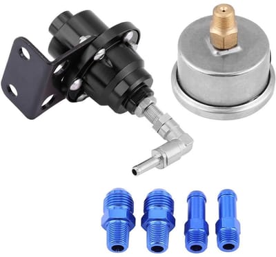 Solidchoice- Brandstofdrukregelaar 1:1 - Instelbaar tot 160 psi - CNC-gefreesd Aluminium - Olie-indicator Kit - Inclusief Installatiekits - Brandstofregelaar