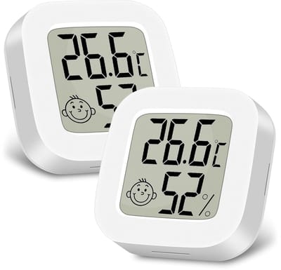 2x Digitale Hygrometer & Thermometer Binnen met LCD-Display en Vochtigheidsindicator