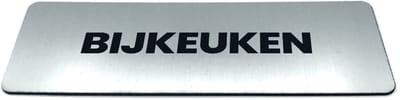 Deurbordje met tekst Bijkeuken - Formaat 150 x 50 mm x 1,6 mm - Incl. plakstrip | Geborstelde RVS-look toplaag | Gratis Verzending | Decoporta