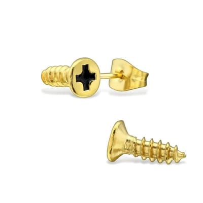 Aramat Jewels | Oorbellen | Stalen Oorbellen Schroefjes Vorm | Goudkleurig | |5mm | Staal | Kinderen, Volwassenen | Verkleurd niet