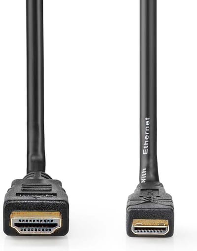 Nedis High Speed ​​HDMI-Kabel met Ethernet - HDMI Connector - HDMI Mini-Connector - 4K@30Hz - 10.2 Gbps - 1.50 m - Rond - PVC - Zwart - Label