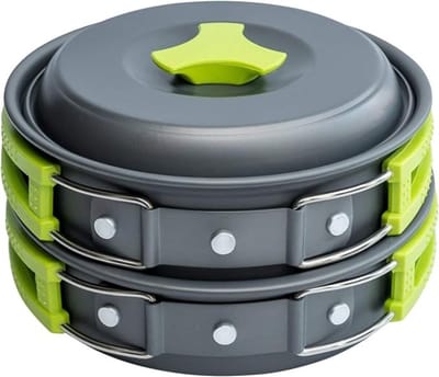 Draagbare Kookset voor Kamperen - Aluminium Pannen en Potten