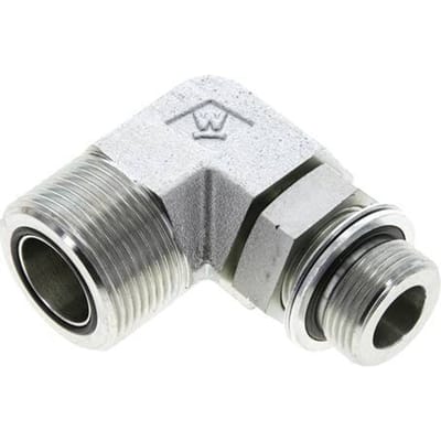 UN 1-7/16''-12 x G 3/4'' Buitendraad Verzinkt Stalen L-Fitting 90graden ORFS 315 Bar - Hydrauliek - FL2E-M-EZE-107U-034G-O