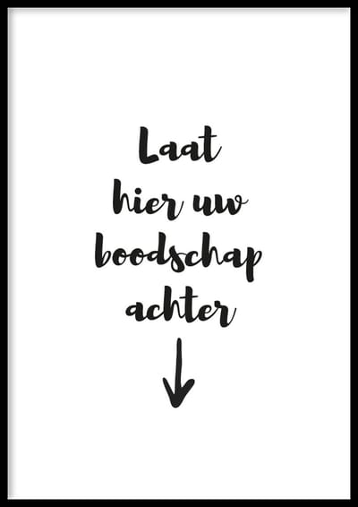 Poster Boodschap - WC Posters - Inclusief lijst - 21x30 cm - A4 - Ingelijst - WALLLL