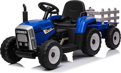 Tractor elektrisch 12V blauw + trailer, elektrische kinder tractor 12V, Elektrische Tractor voor kinderen 12V + aanhanger