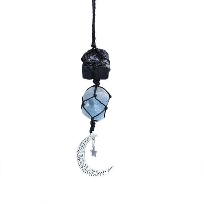 Dailygoods- Autospiegel Ornamenten Kristal - Hangende Accessoires - Achteruitkijkspiegel Decoratie - Maan/Ster Hanger - Lichtgewicht en Praktisch - Unieke Kunst met Natuurlijke Kristallen - Auto Hanger