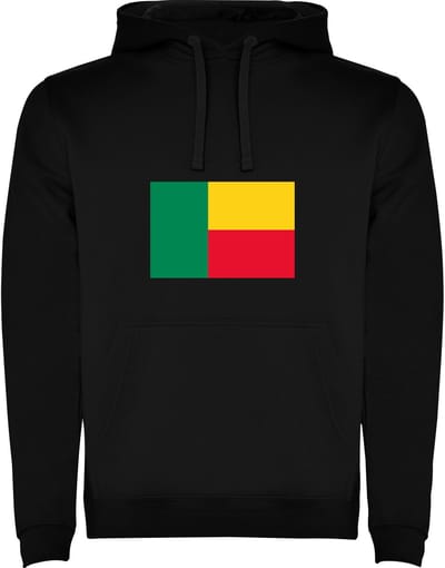 Zwarte Hoodie met Wereldse vlag land Benin Full Color Maat M