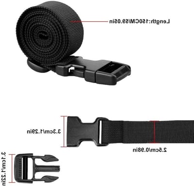 Verstelbare Luggage Straps van Nylon met Snelsluiting - 4 Stuks - Ideaal voor Reisbagage, Koffers en Outdoor Activiteiten - 2.5x150cm (Zwart)