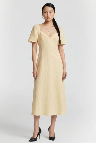 & Other Stories Nicoletta Linen Dress Yellow Size: 34 | Midi Dresses Outlet | Dames | Geel