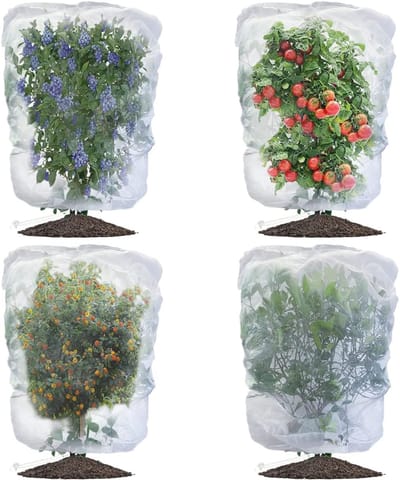 Beschermnet - Plantbeschermingsnet - Insectennetten - Insecten Beschermingsnet - Fijnmazig - Insectennet - Tuinnet - Moestuin - Tegen Koolvliegen - Slakken net - Gewassen Bescherming - 80x100cm - Plantenbeschermnetten met Trekkoord voor Struiken