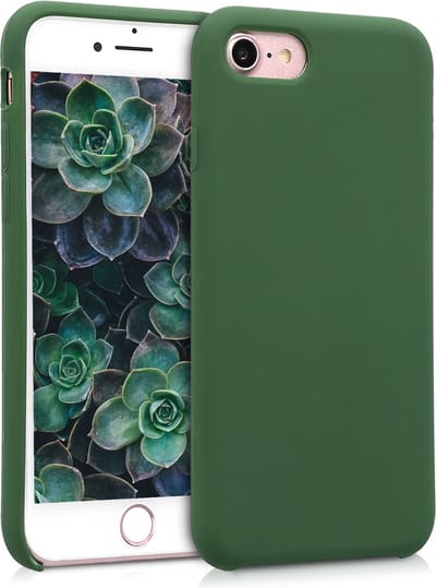 kwmobile telefoonhoesje geschikt voor Apple iPhone SE (2022 / 2020) / iPhone 8 / 7 - Hoesje met siliconen coating - Smartphone case in donkergroen