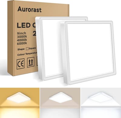 LED Plafondlamp 20W IP44 Waterdicht - 2-pack Ultra Dunne Vierkante Plafondverlichting met Verstelbare Kleur Temperatuur
