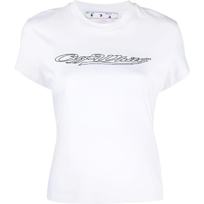 T-shirt de baseball ajusté Off-White Bling Blanc/Noir Tops Femme OWAA112S23JER0010110 S white