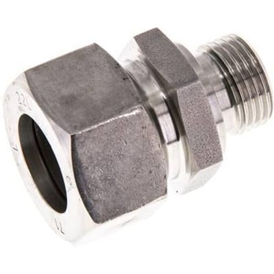 G 1/2'' Buitendraad x 22L RVS Rechte Snijring Koppeling met FKM Afdichting 160 Bar DIN 2353 - FL2S-MC-STFP-012G-22-L