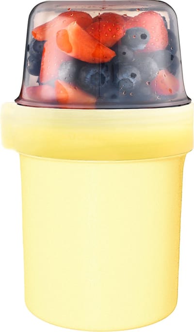 Lock&Lock Yoghurt beker to go - Muesli beker to go - Lekvrij - BPA vrij - PFAS vrij - 560 ml + 310 ml - Lunchpot - Overnight oats potjes - Kwark beker - Soepbeker - Lunchbeker - Lunchbox - Lunchtrommel - Geel
