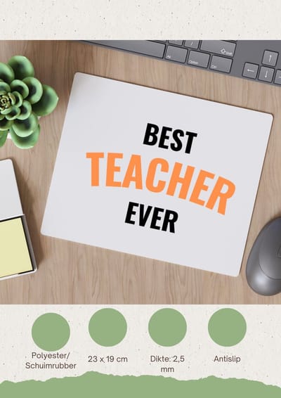 Akyol - best teacher ever Muismat - Docent - de beste leraar/lerares - juf - meester - verjaardagscadeau - verjaardag - cadeau - afscheidscadeau - geschenk - leuke cadeau - kado - gift - juffendag - meesterdag - 23 bij 19 cm