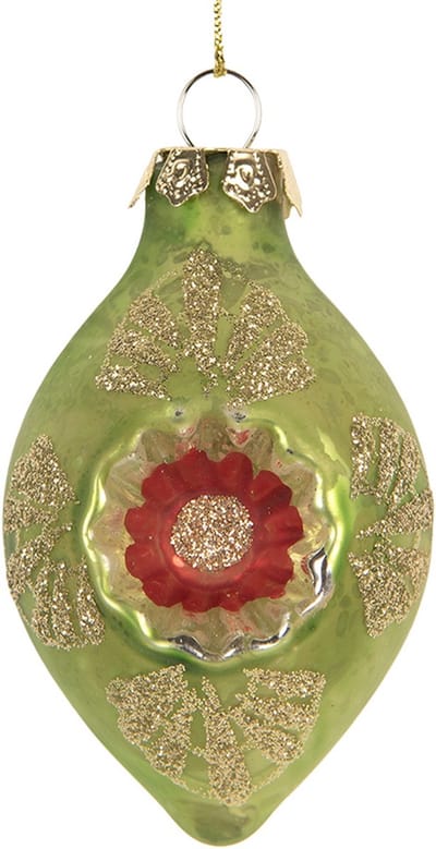 Clayre & Eef Kerstbal Overig Ø 5x8 cm Groen Glas Kerstballen