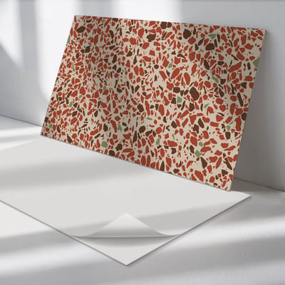 Wallfluent Vinyl Wandpaneel - Abstract steenpatroon Zelfklevende Wandbekleding - 100 cm x 50 cm - Rood Vinyl Wandpaneel - 1 stuk - Rechthoekig Wandbekleding Vinyl - Texturen Wandpaneel - Wandpaneel PVC - Wandpaneel Keuken en Badkamer