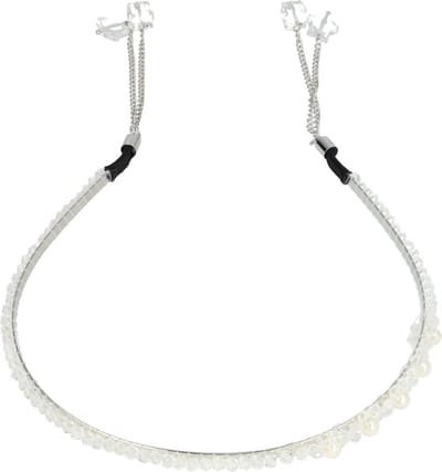 Haarsoires Haarband Diadeem 0,5cm – Facetkralen Ketting – Metaal – Zilver Wit - Glanzende Haaraccessoire voor Feest of Bruiloft