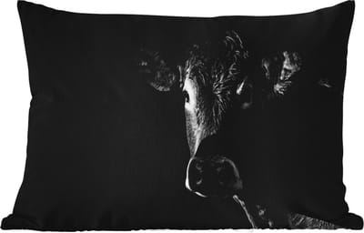 Buitenkussens - Tuin - Koe - Dieren - Zwart - Wit - Portret - 50x30 cm