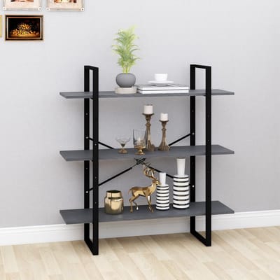 vidaXL - Boekenkast - met - 3 - schappen - 100x30x105 - cm - grenenhout - grijs